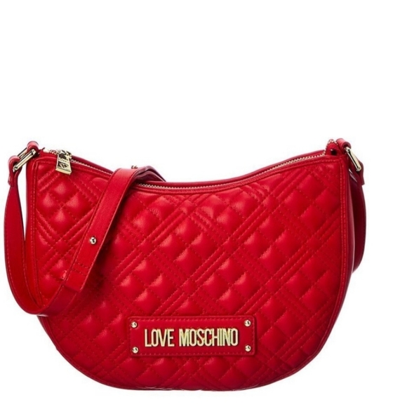 NWT Love Moschino Red Quilted Logo Shoulder Bag Timeless - Picture 5 of 11